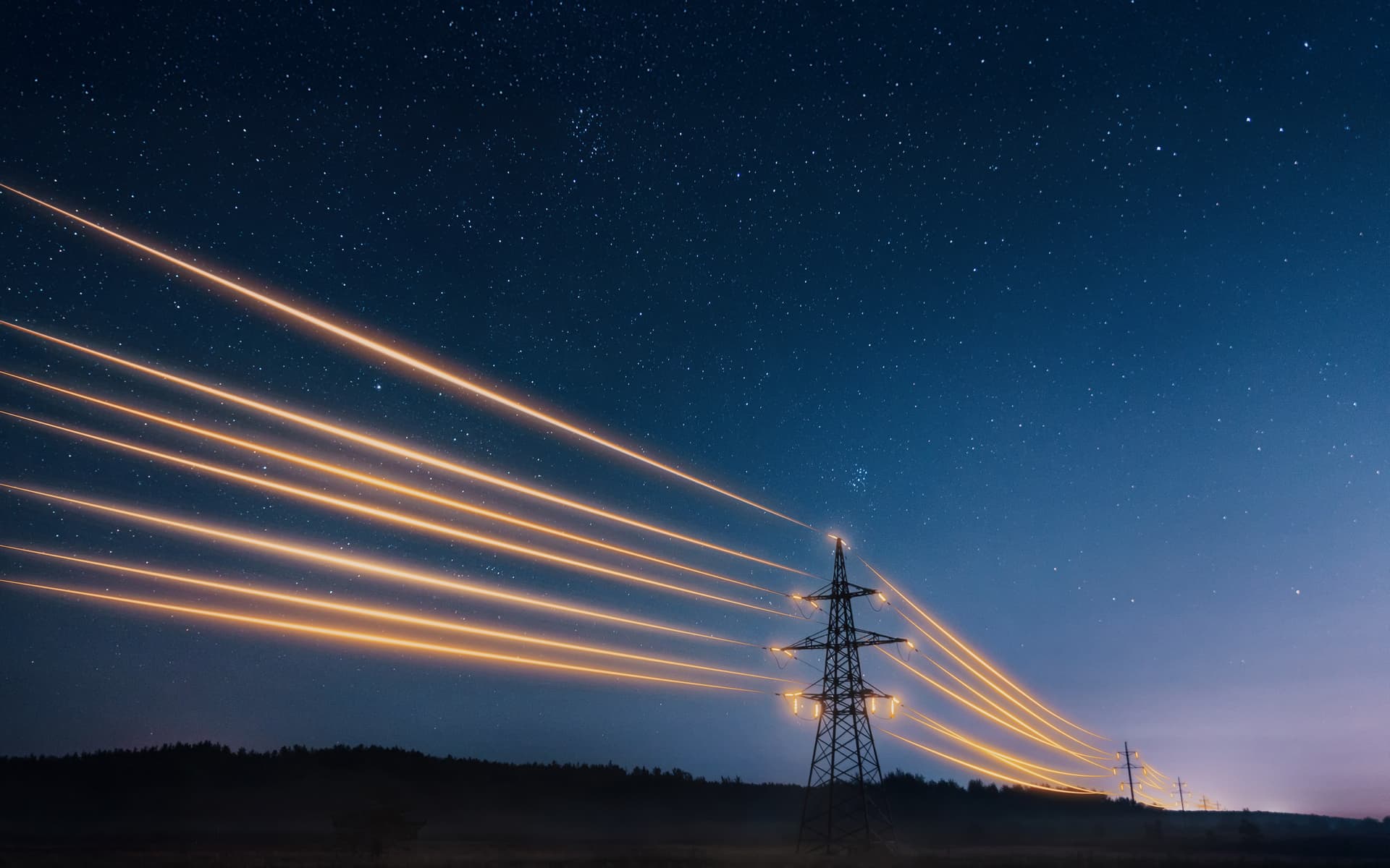 Umspannwerk bei Sonnenuntergang – Energieinfrastruktur und Hochspannungstechnik